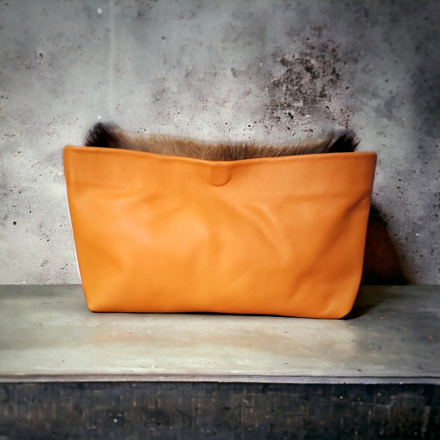 Zesty Orange and Tan Dual Sided Zoe Clutch