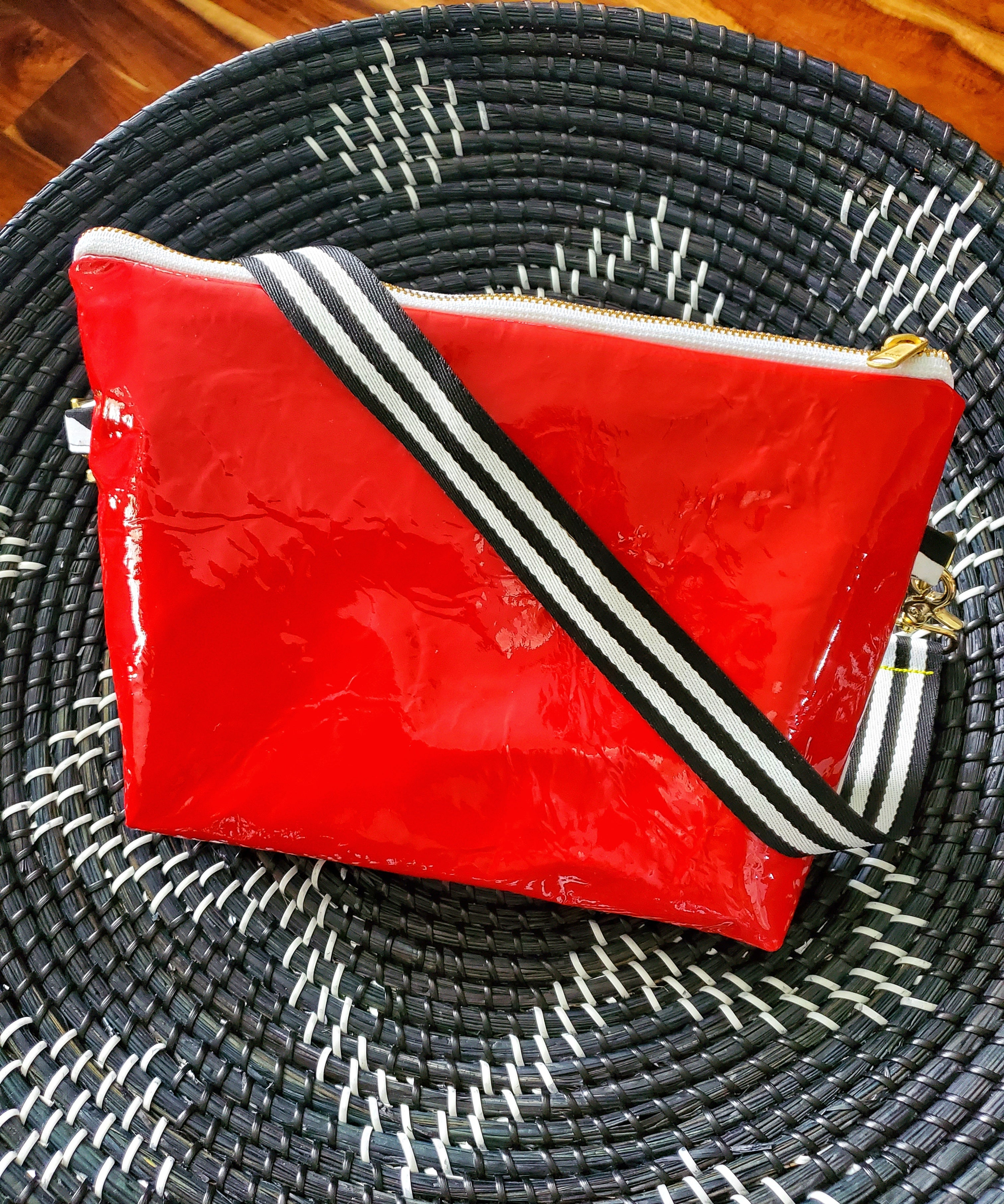 Red 2 Times Runway Clutch with Shoulder Strap